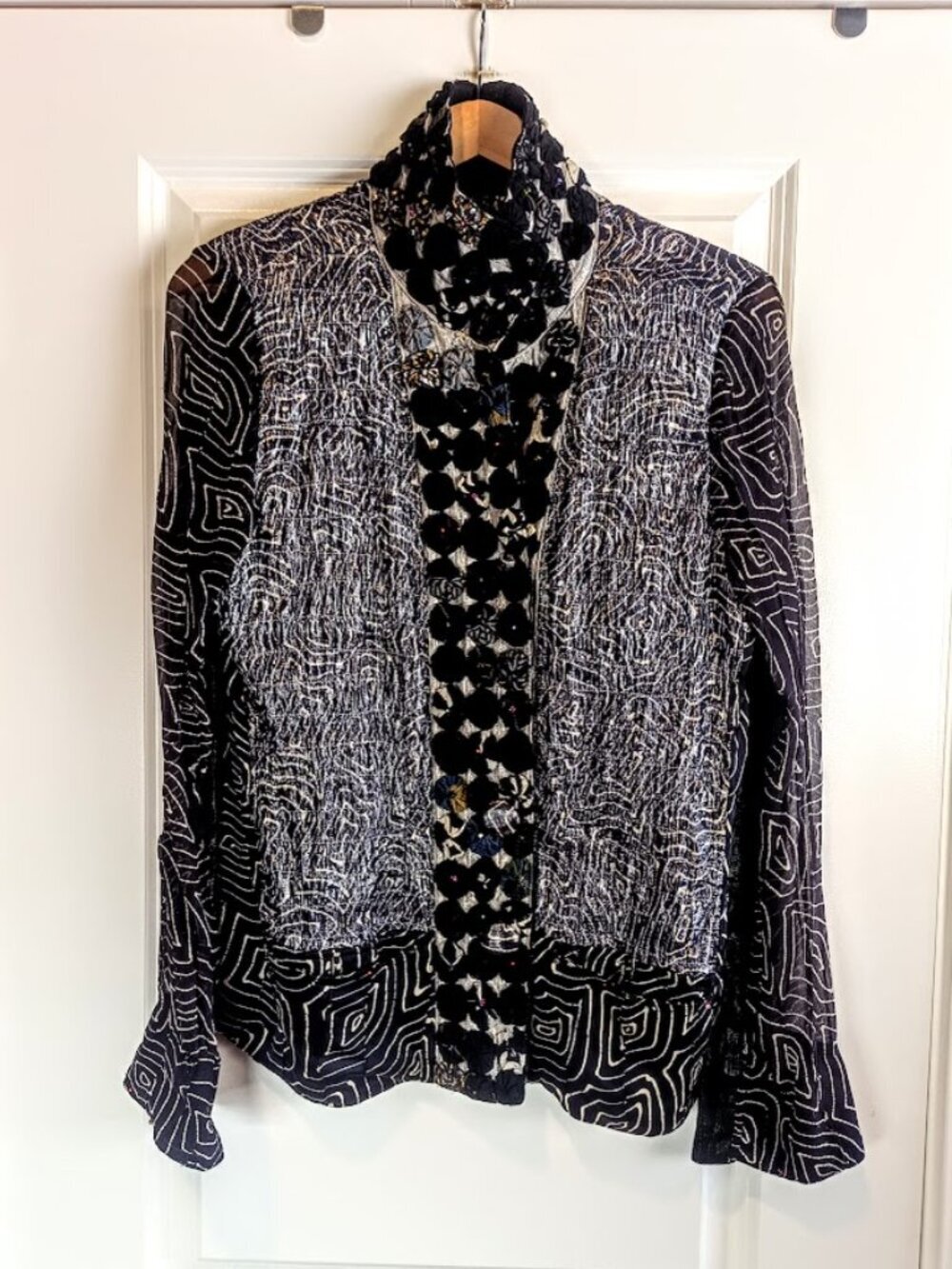 Nadya Handmade Bali Black Metallic Blazer Jacket - Picture 2 of 8